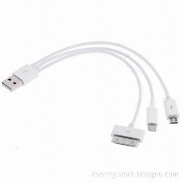 3-in-1 Charging Sync USB Cable for iPhone 5, iPhone 4S, Samsung Galaxy S4, HTC One